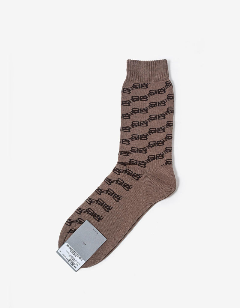 Balenciaga Beige BB Monogram Socks