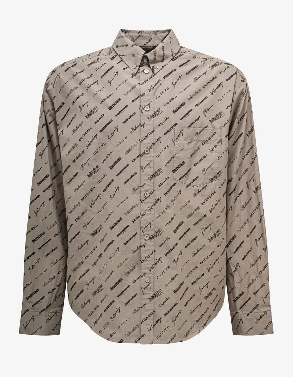 Balenciaga Beige Logomania All-Over Shirt