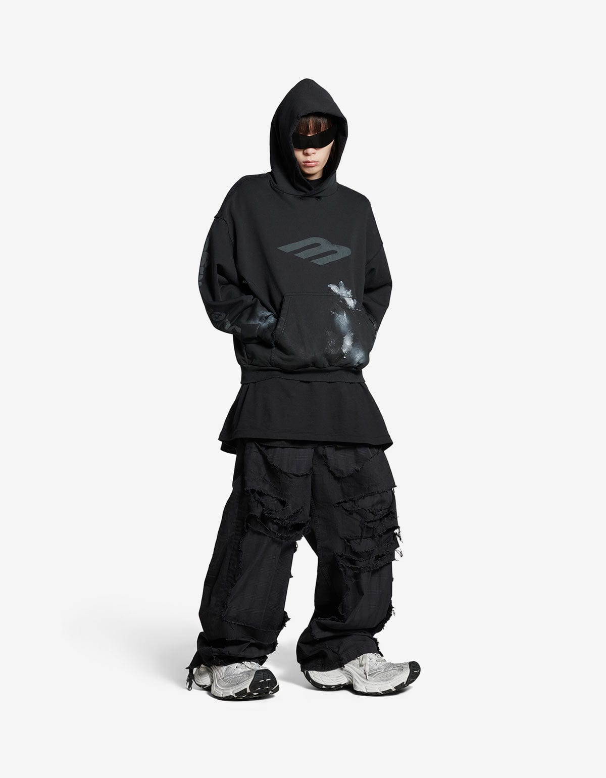 Balenciaga Black 3B Stencil Medium Fit Hoodie