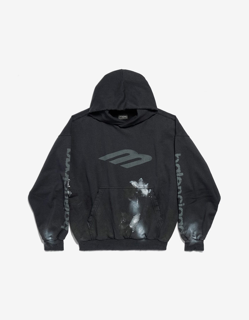 Balenciaga Black 3B Stencil Medium Fit Hoodie