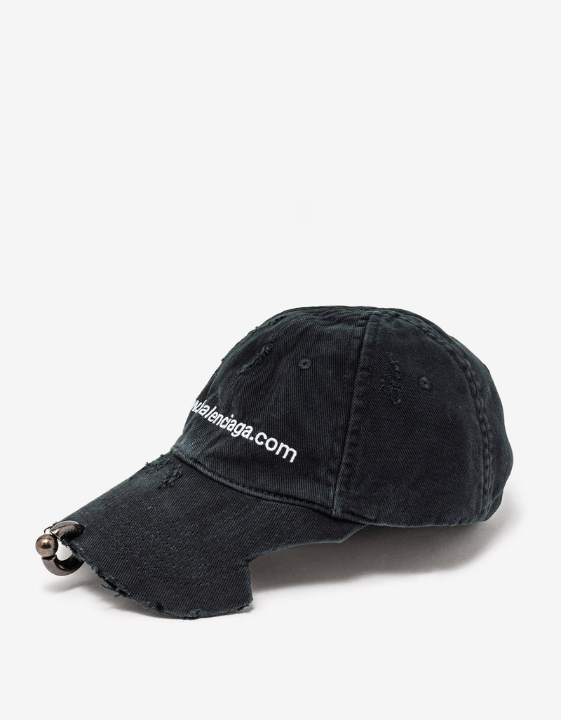 Balenciaga Black Bal.com Pierced Baseball Cap