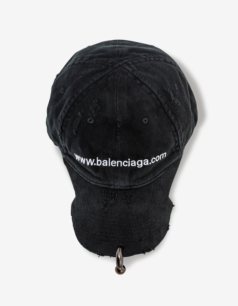 Balenciaga Black Bal.com Pierced Baseball Cap