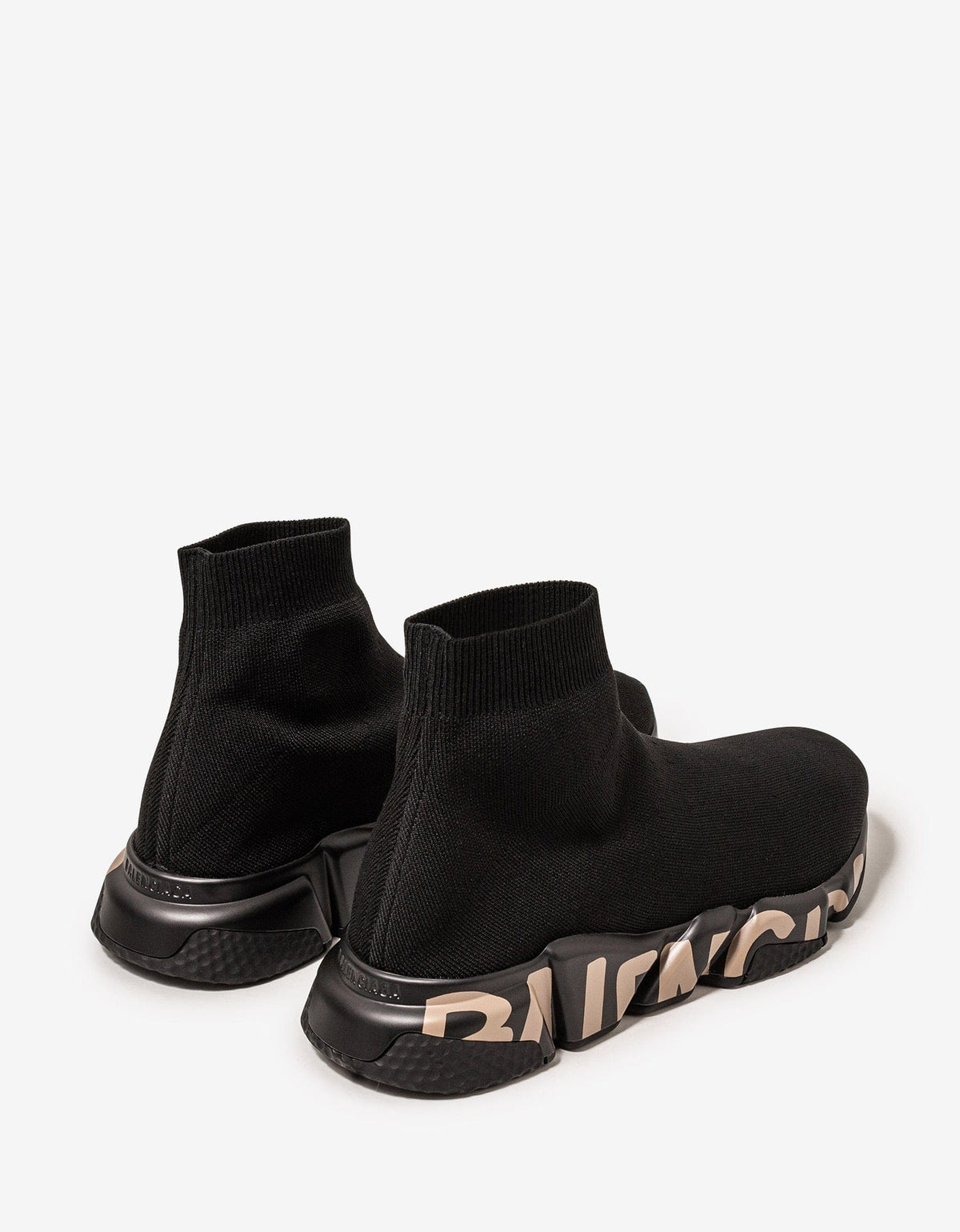 Balenciaga Black Graffiti Logo Speed Trainers