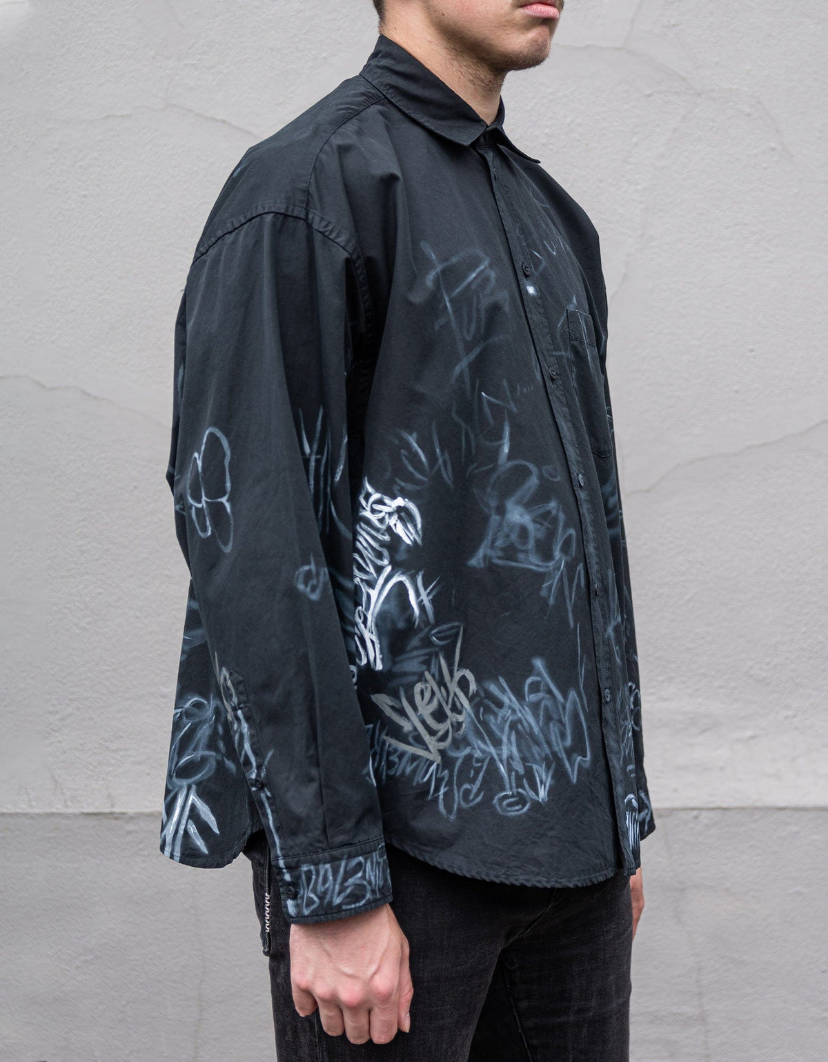 Balenciaga Black Graphic Print Shirt