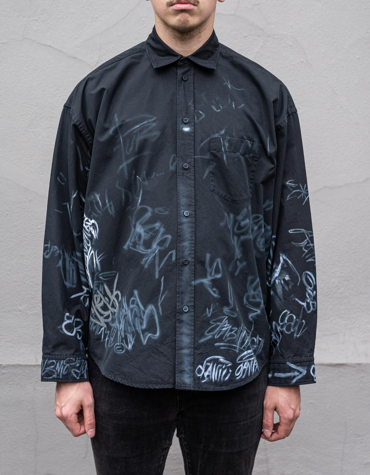 Balenciaga Black Graphic Print Shirt