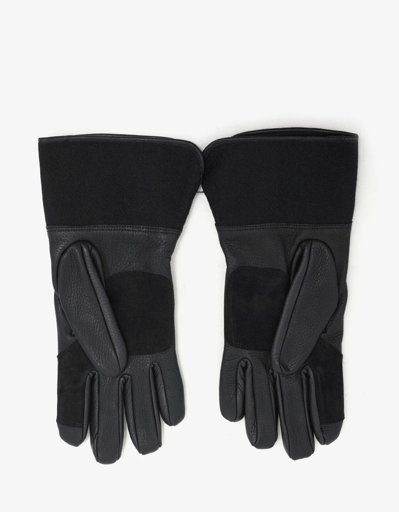 Balenciaga Black Leather & Wool Gloves