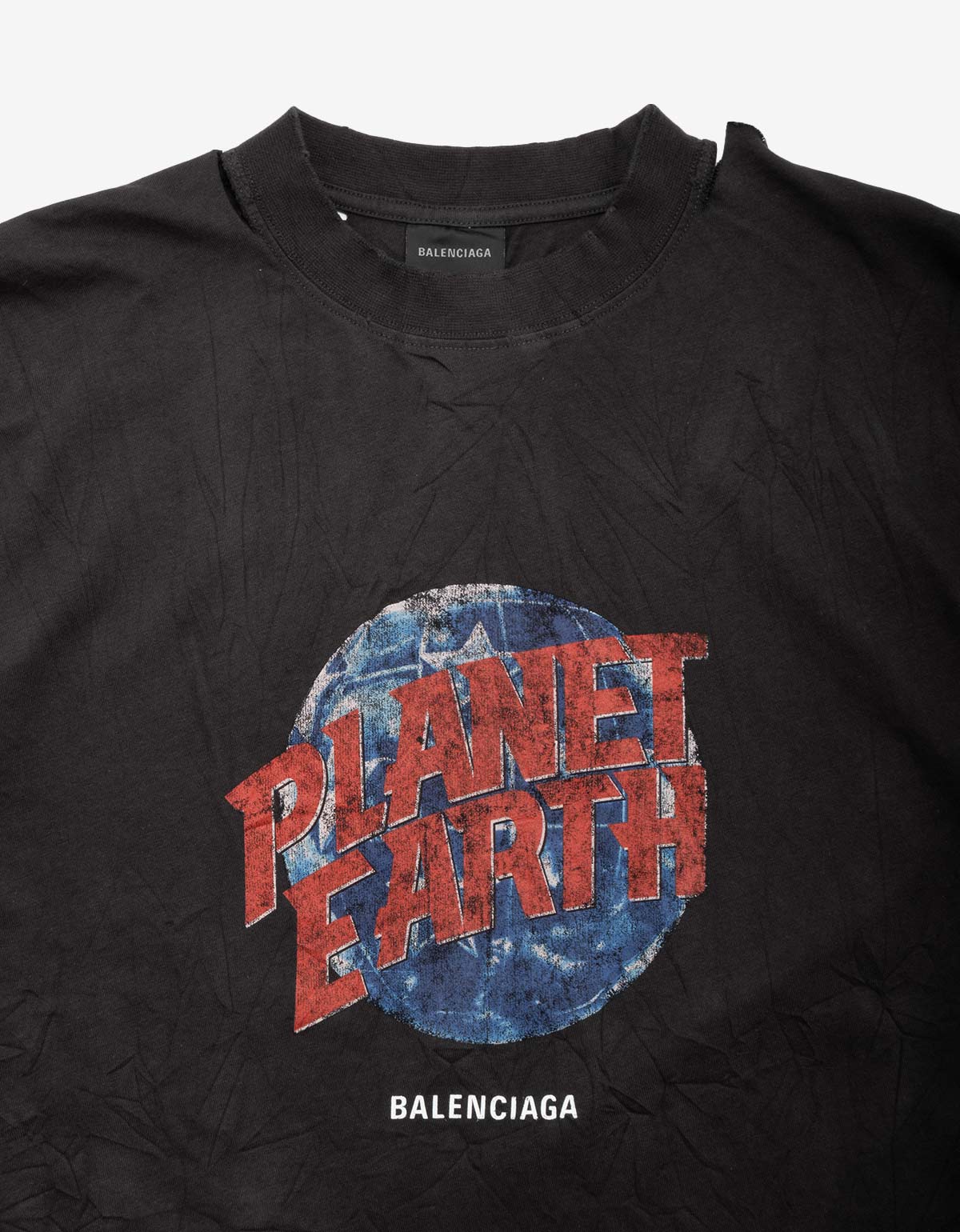 Balenciaga Black Planet Earth Print T-Shirt