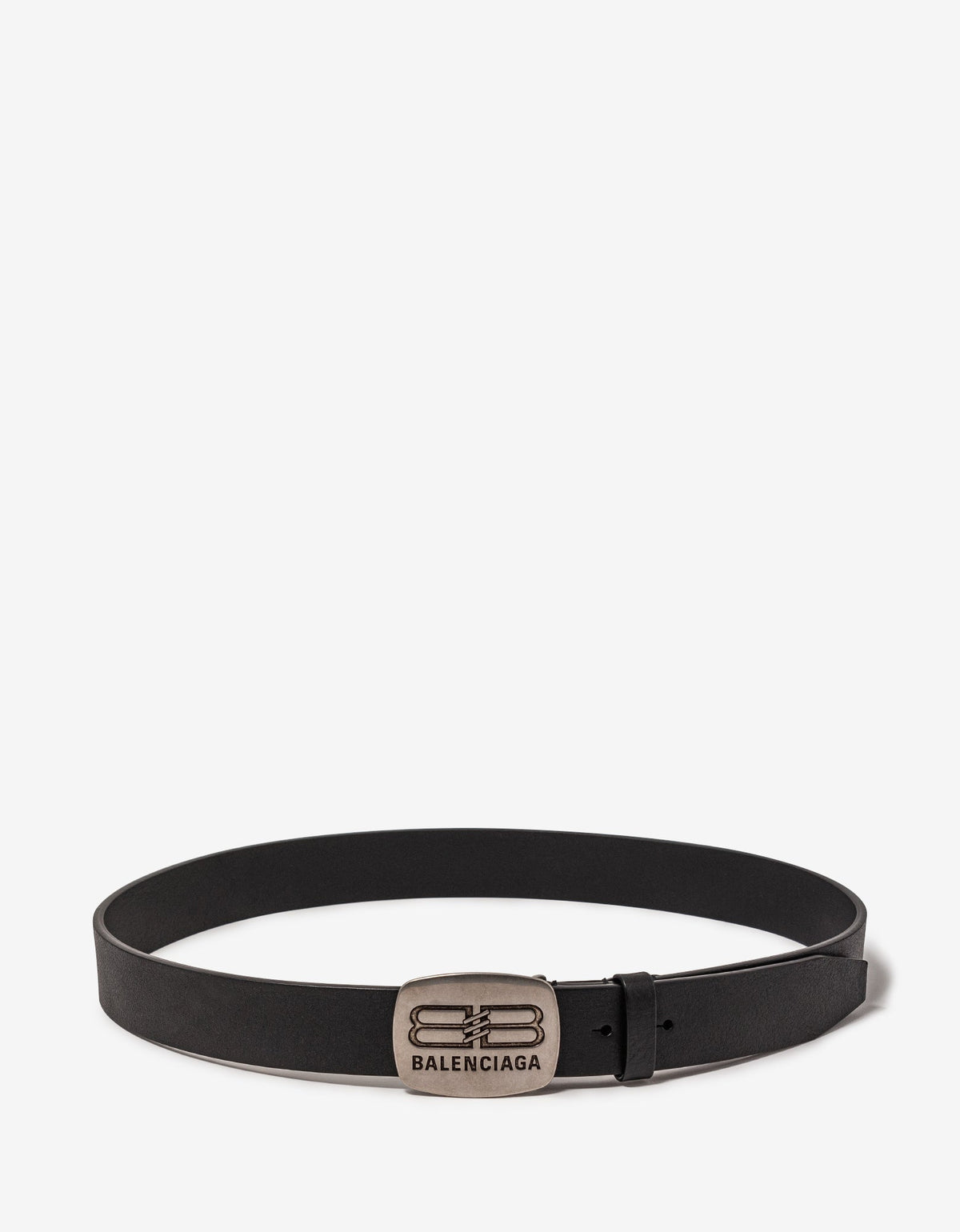 Balenciaga Black Rounded Logo Plaque Belt