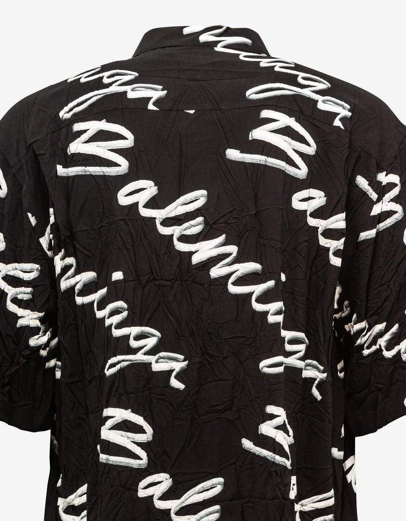 Balenciaga Black Scribble Logo Minimal Shirt