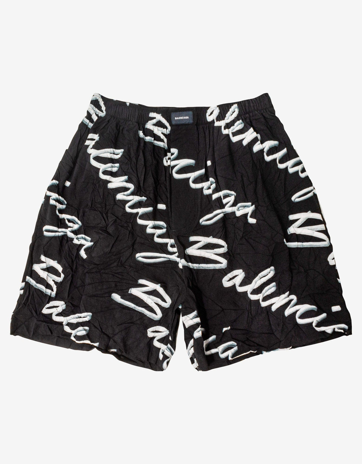 Balenciaga Black Scribble Logo Pyjama Shorts