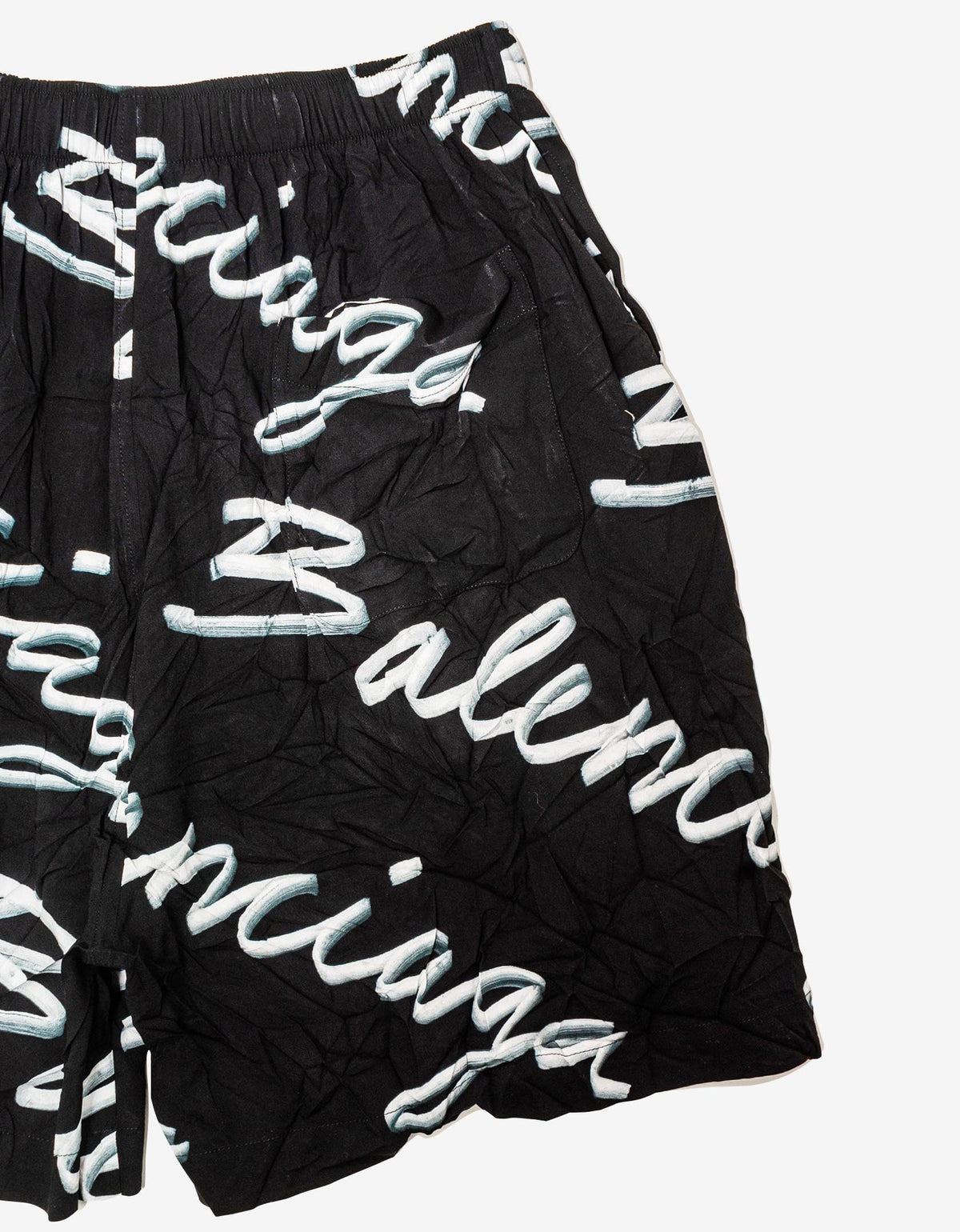 Balenciaga Black Scribble Logo Pyjama Shorts