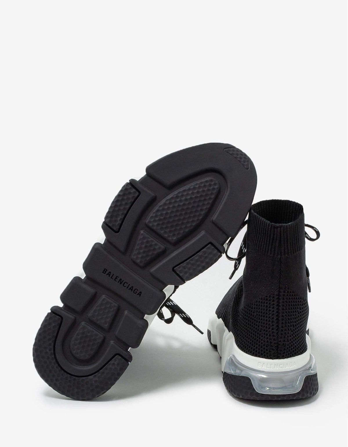 Balenciaga Black Speed Lace-Up Clear Sole Trainers