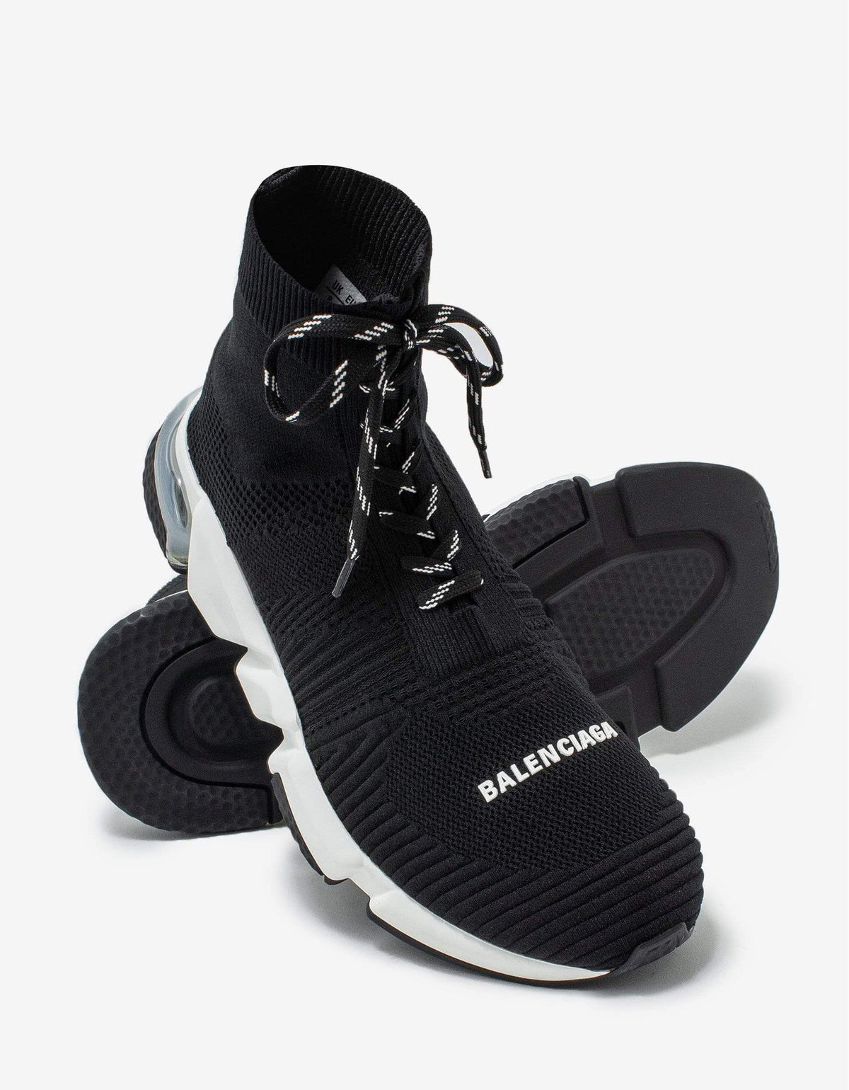 Balenciaga Black Speed Lace-Up Clear Sole Trainers