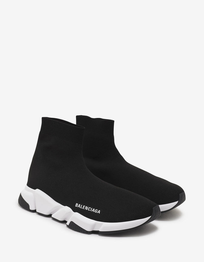 Balenciaga Black Speed Trainers with White & Black Sole