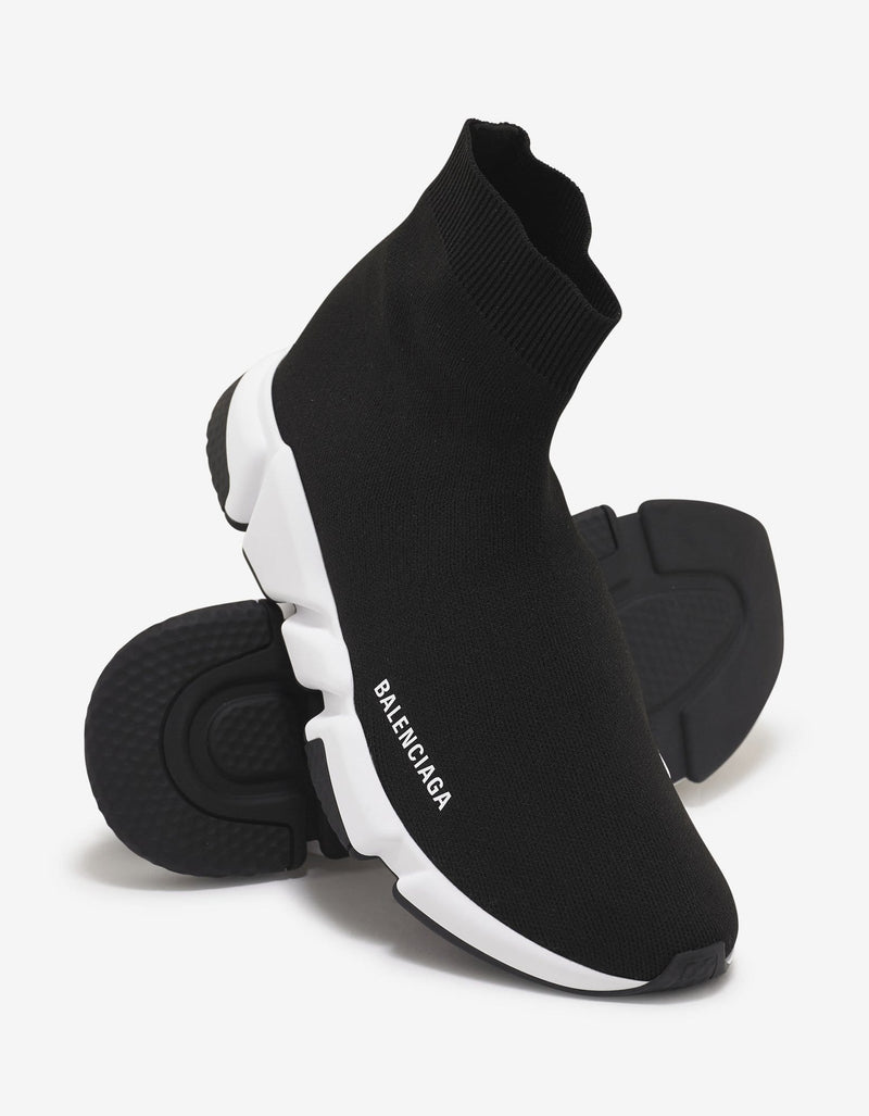 Balenciaga Black Speed Trainers with White & Black Sole