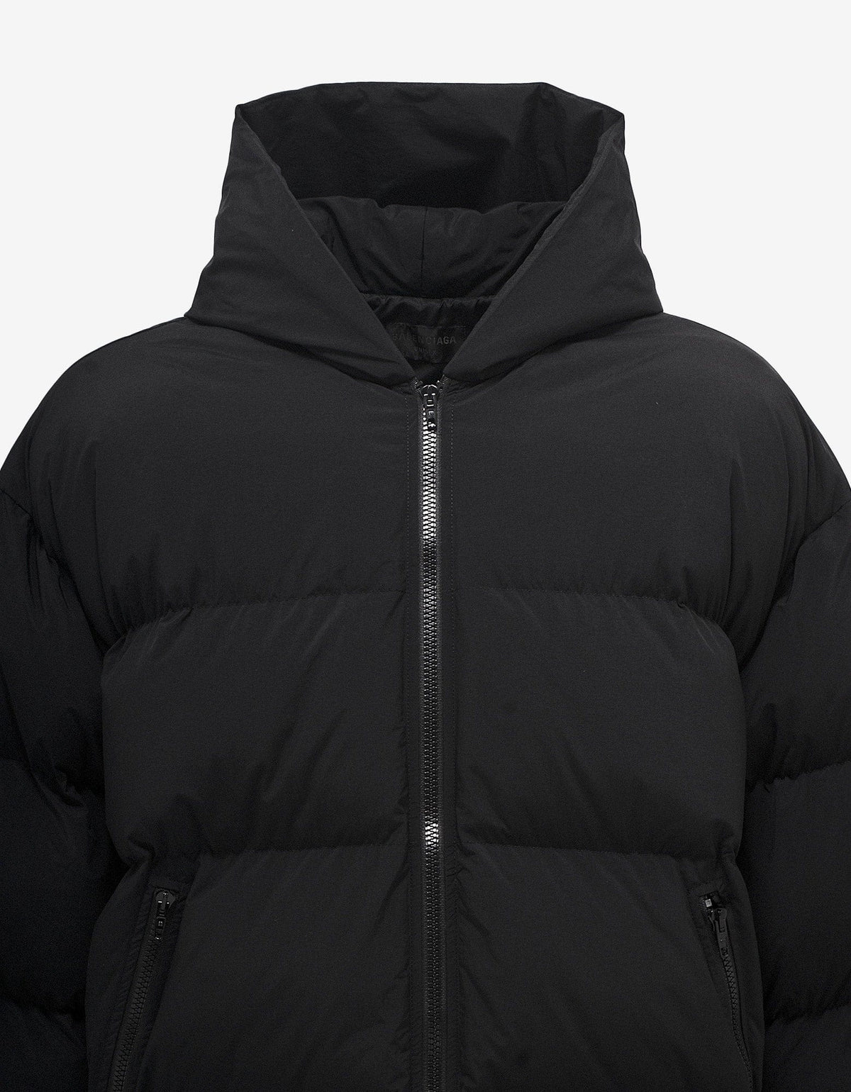 Balenciaga Black Sporty B Hooded Puffer Jacket