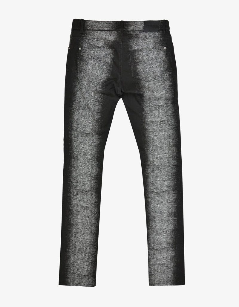 Balenciaga Black Spray Paint Effect Slim Cotton Jeans