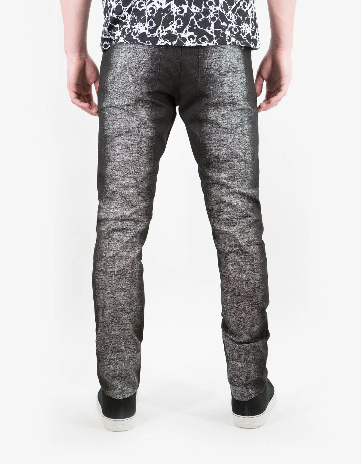 Balenciaga Black Spray Paint Effect Slim Cotton Jeans