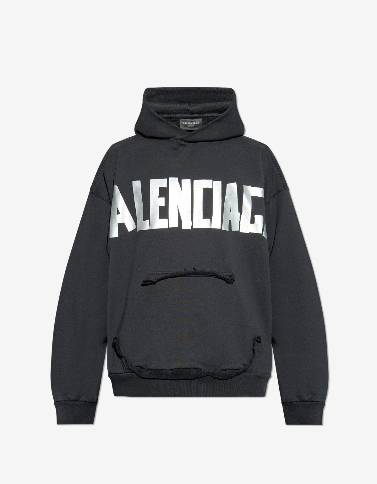 Balenciaga Black Tape Type Ripped Pocket Hoodie