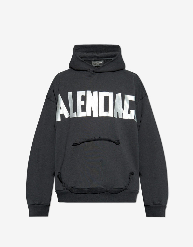 Balenciaga Black Tape Type Ripped Pocket Hoodie