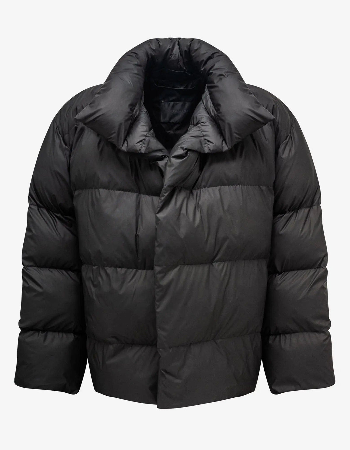 Black wrap puffer jacket hotsell