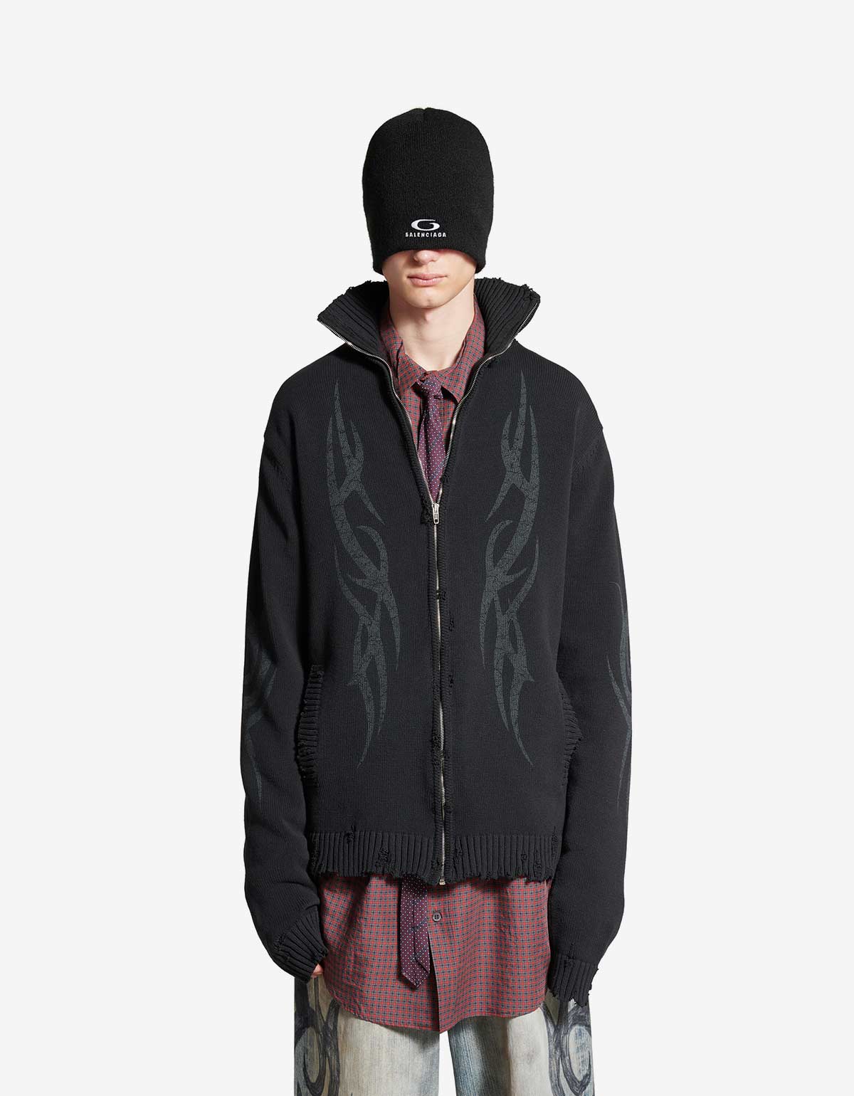 Balenciaga Black Y2K Zip-Up Cardigan