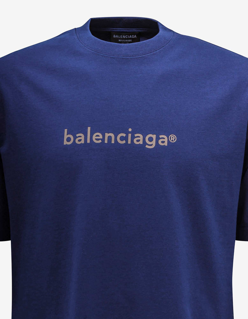 Balenciaga Blue Copyright Logo Print Medium Fit T-Shirt