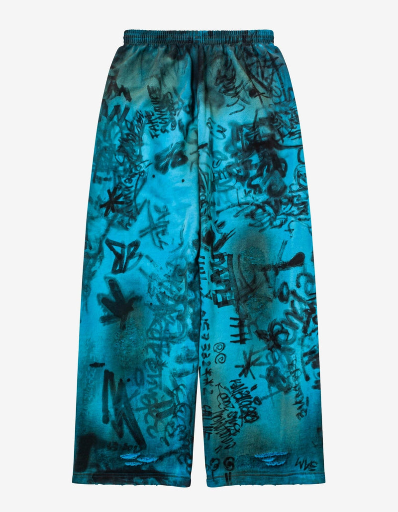 Balenciaga Blue Graphic Print Sweat Pants