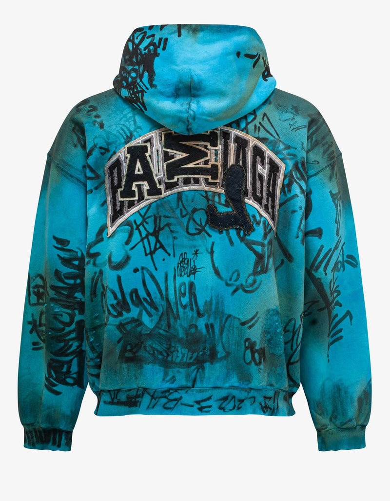 Balenciaga Blue Graphic Print Zip Hoodie