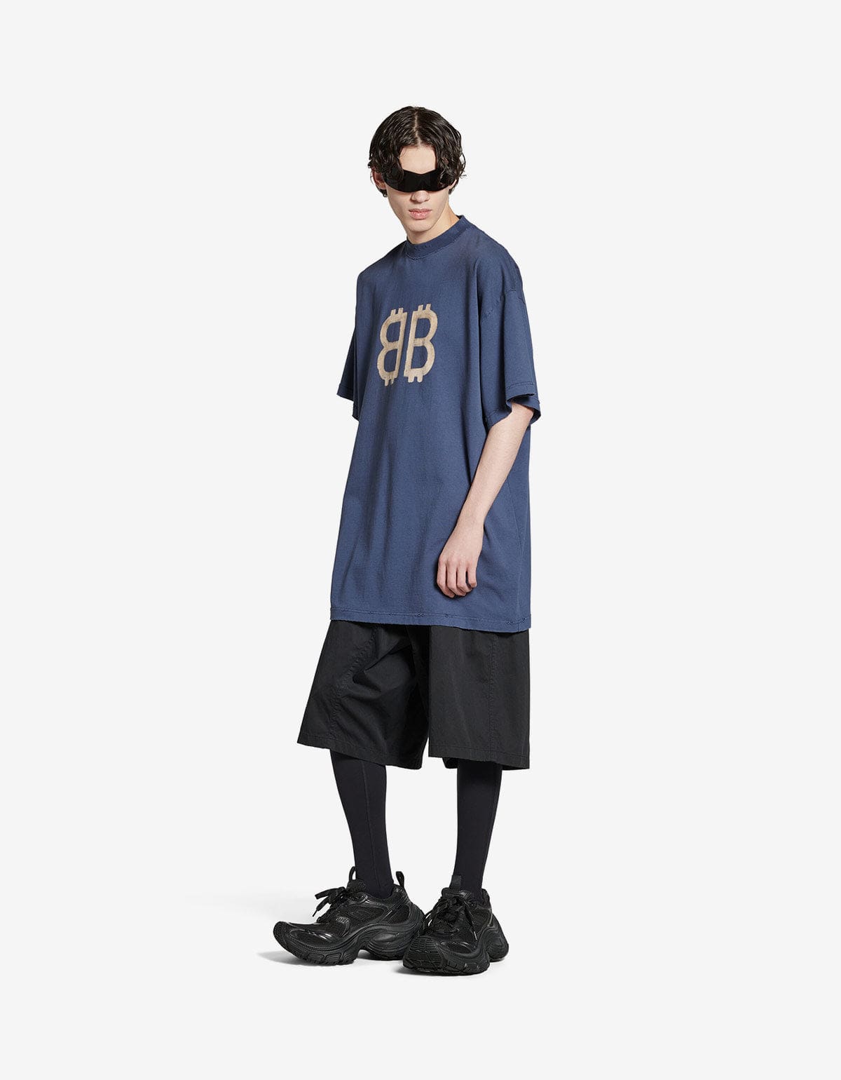 Balenciaga Blue Oversized Crypto T-Shirt