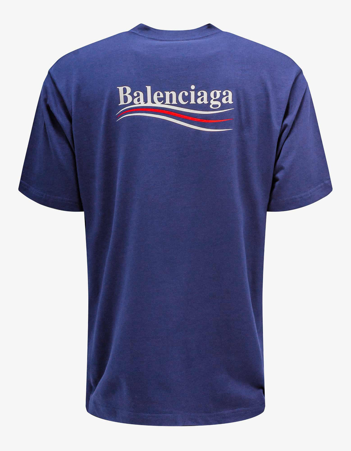 Balenciaga Blue Political Logo Print Large Fit T-Shirt