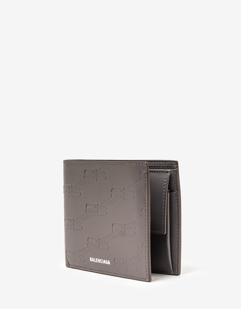 Balenciaga Dark Grey BB Monogram Billfold Coin Wallet