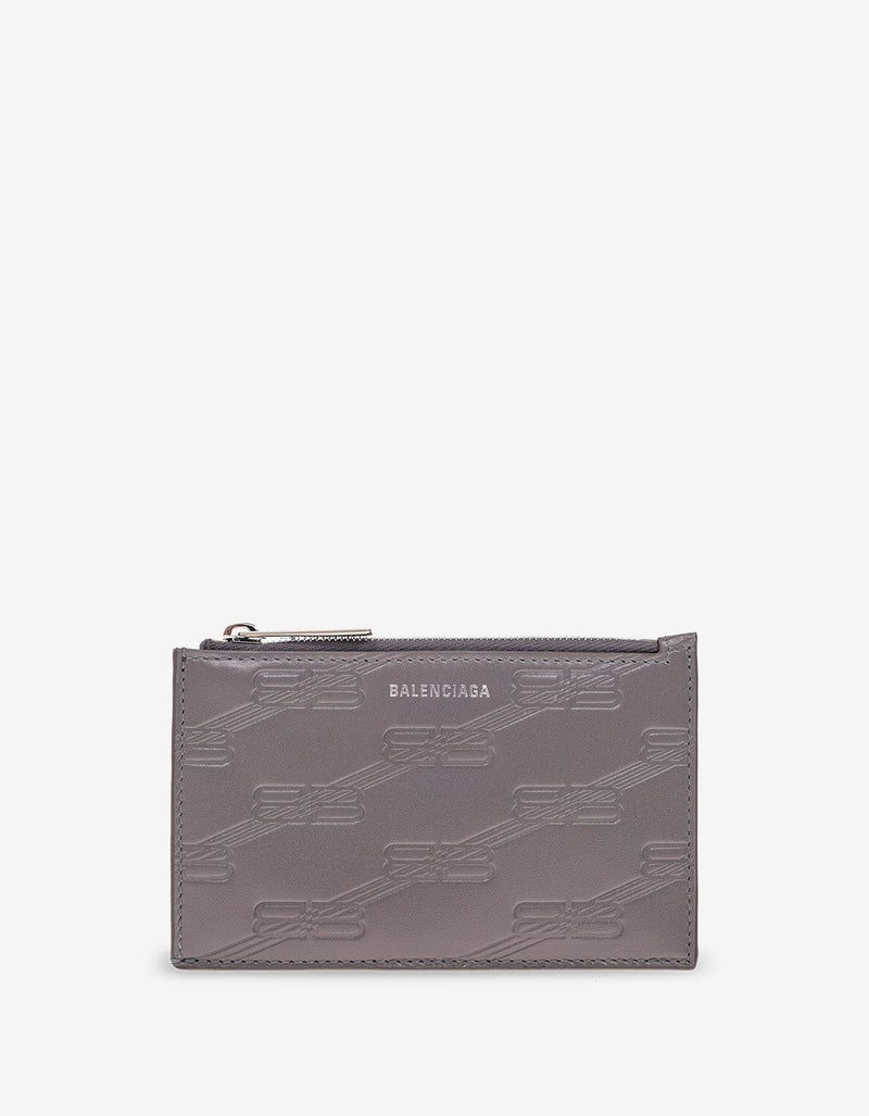 Balenciaga Dark Grey BB Monogram Zip Card Holder