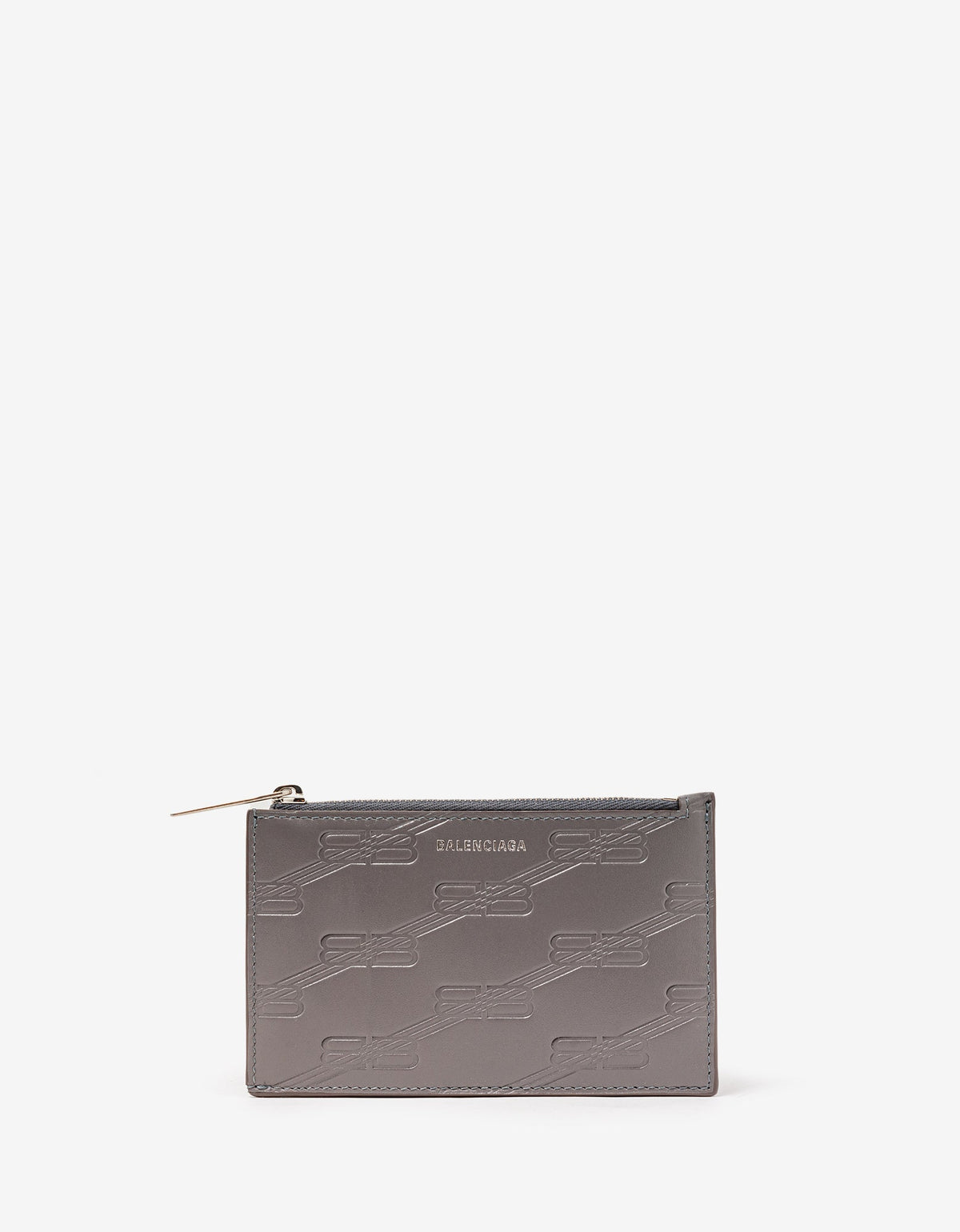 Balenciaga Dark Grey BB Monogram Zip Card Holder