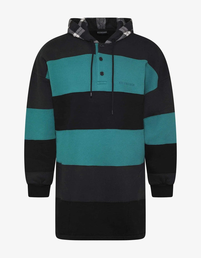 Balenciaga Green & Black Stripe Oversized Hoodie