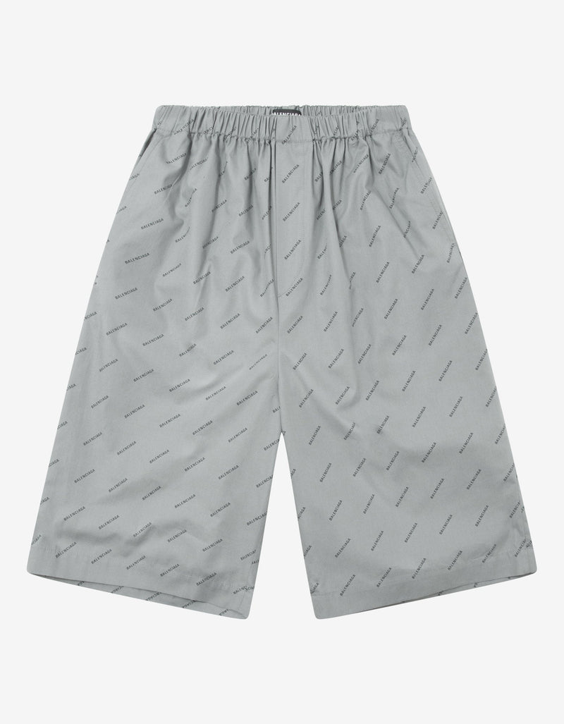 Balenciaga Grey All-Over Logo Shorts