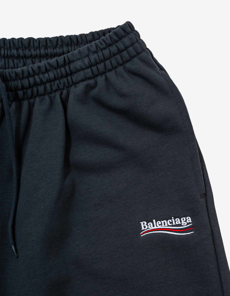 Balenciaga Grey Political Logo Embroidery Sweat Shorts