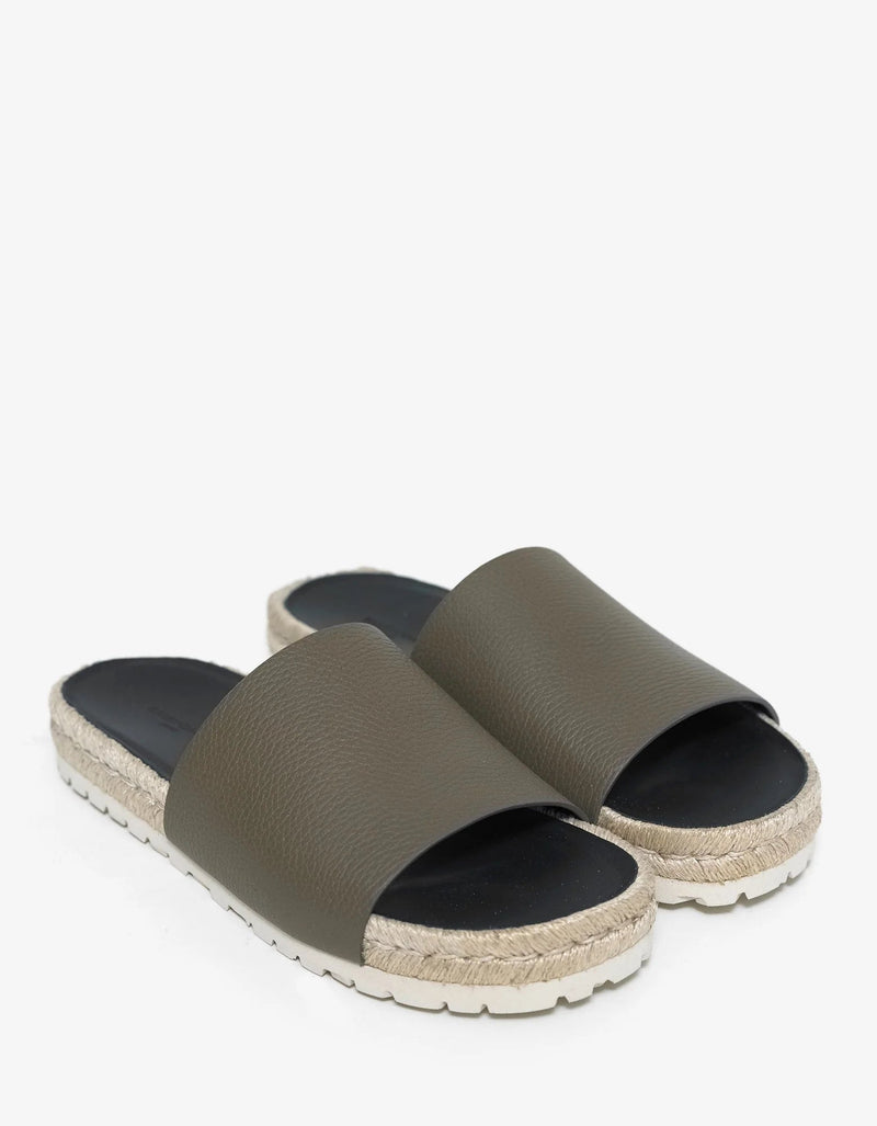 Balenciaga Khaki Leather Espadrille Sandals