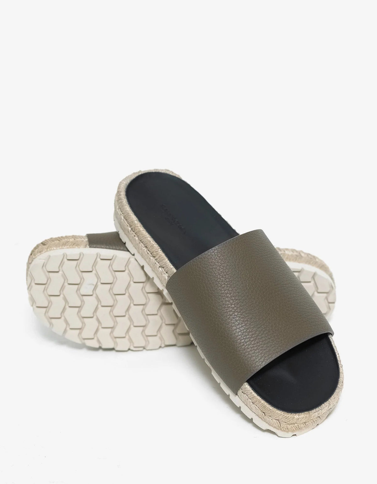 Balenciaga Khaki Leather Espadrille Sandals