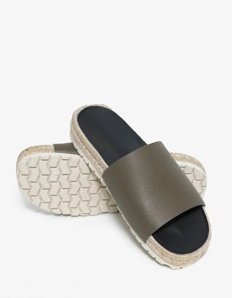 Balenciaga Khaki Leather Espadrille Sandals