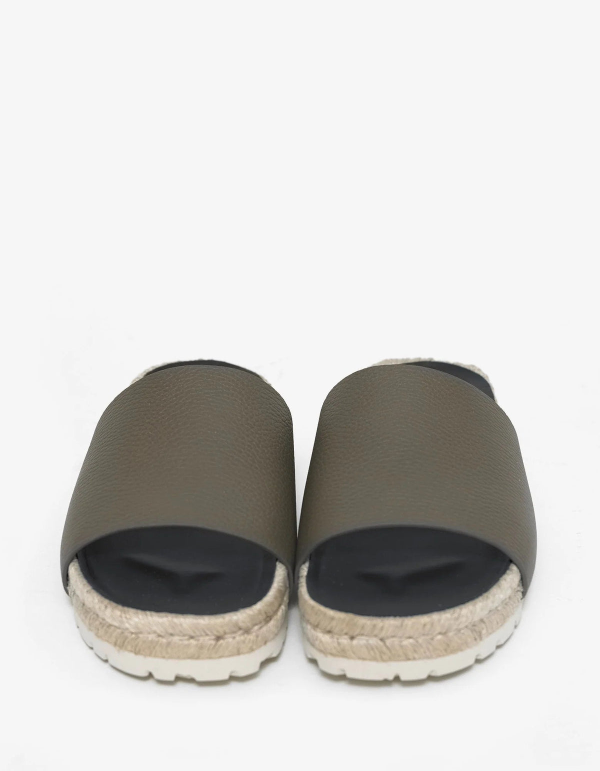 Balenciaga Khaki Leather Espadrille Sandals