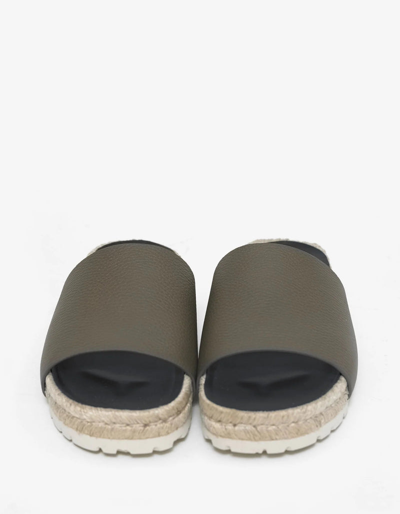 Balenciaga Khaki Leather Espadrille Sandals