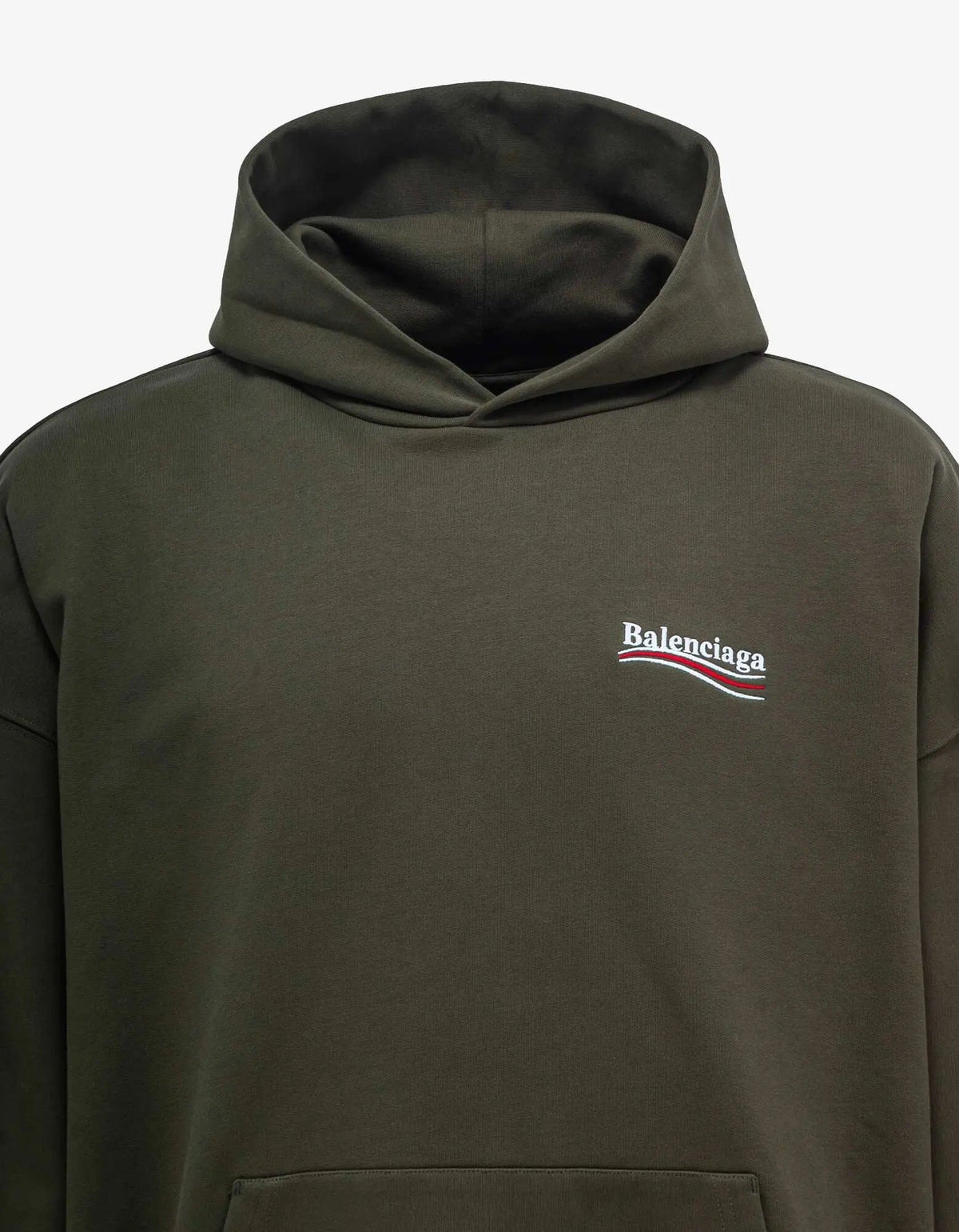 Balenciaga Khaki Political Logo Large Fit Hoodie