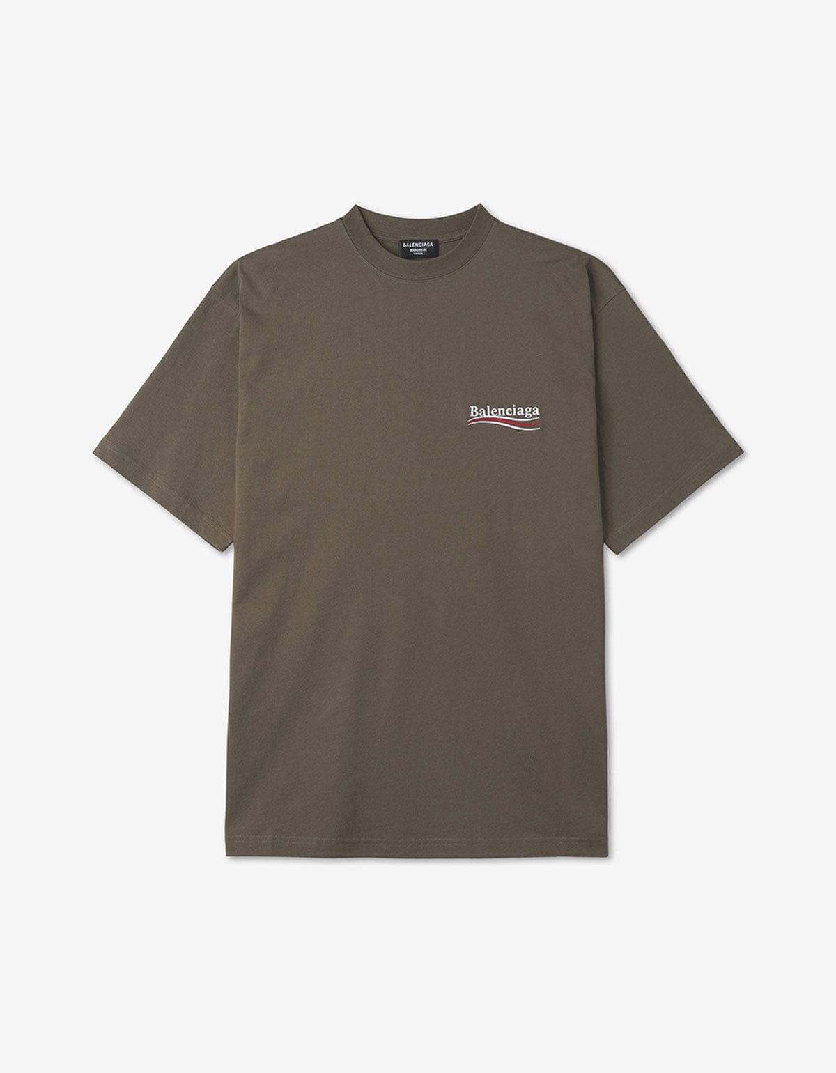 Balenciaga Khaki Political Logo Large Fit T-Shirt