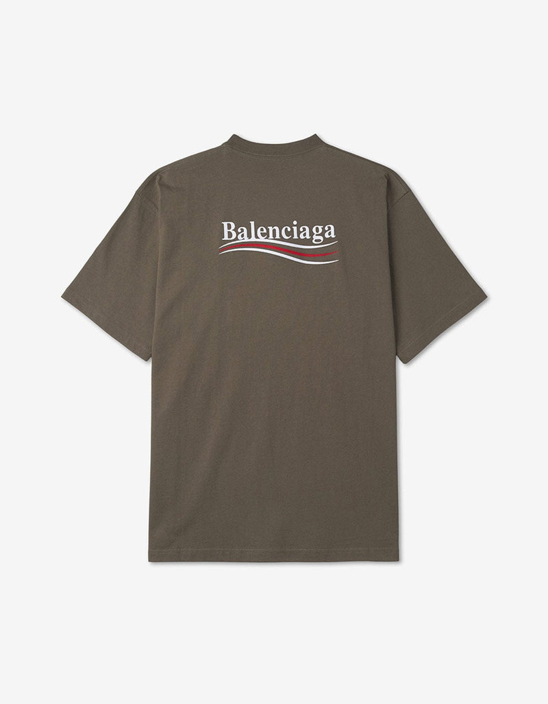 Balenciaga Khaki Political Logo Large Fit T-Shirt