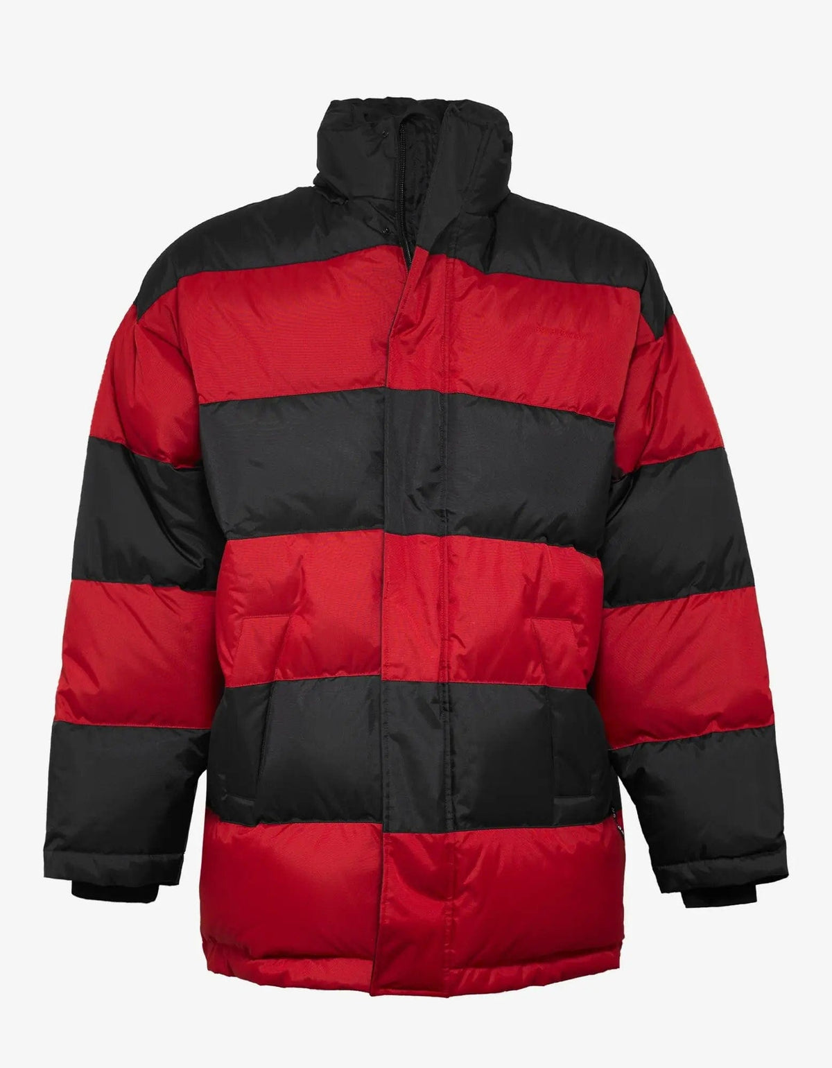 Balenciaga Red & Black Stripe Down Coat