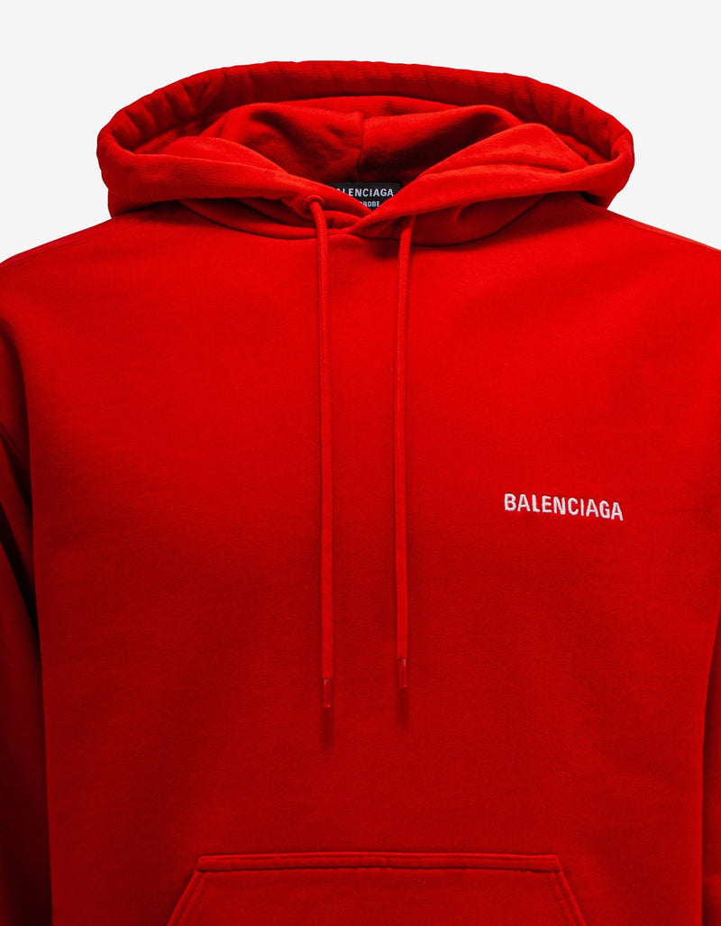 Balenciaga Red Logo Regular Fit Hoodie