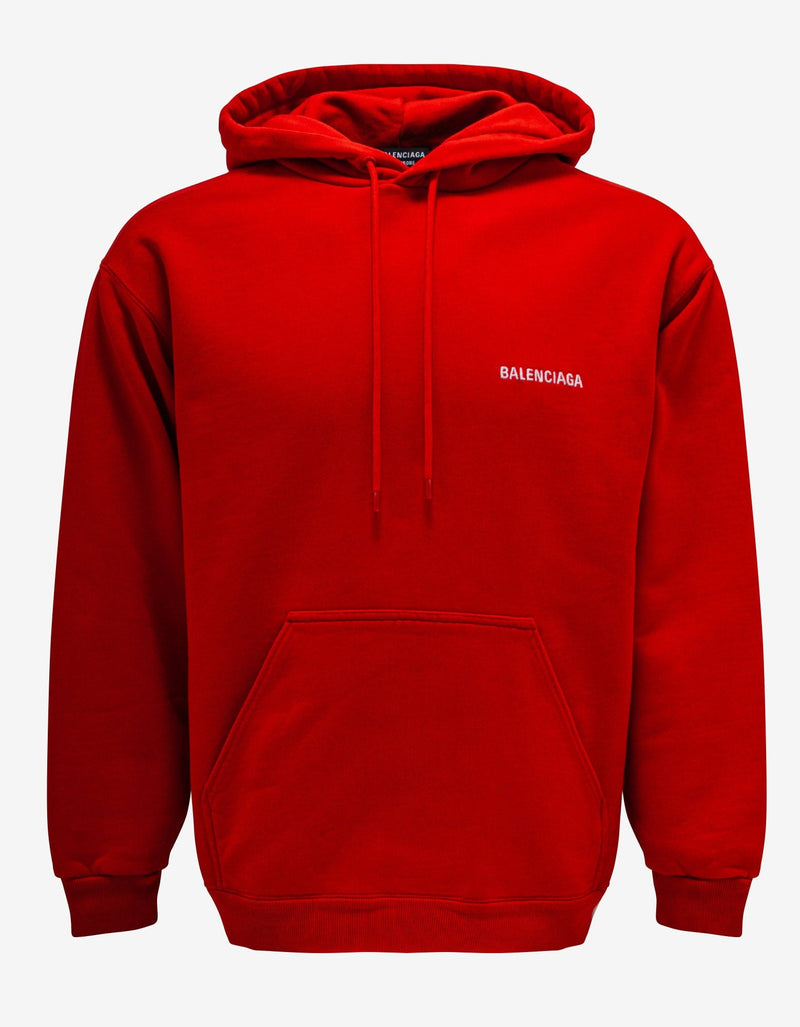 Balenciaga Red Logo Regular Fit Hoodie