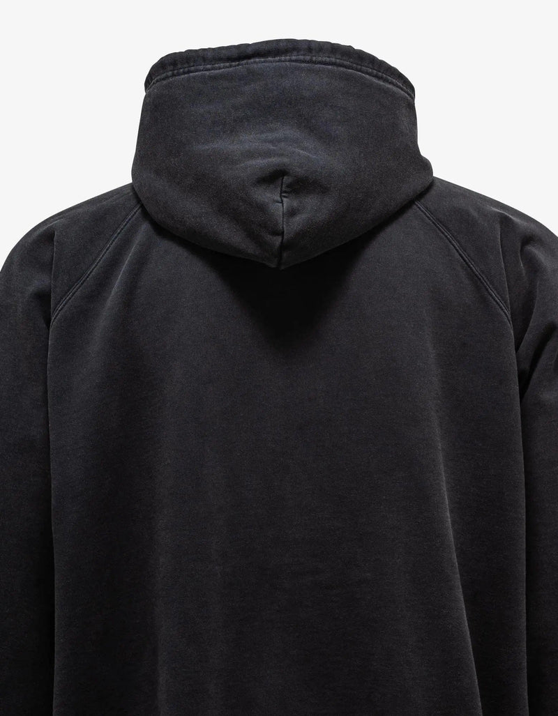 Balenciaga Wash Black Logo Embroidery Oversized Hoodie