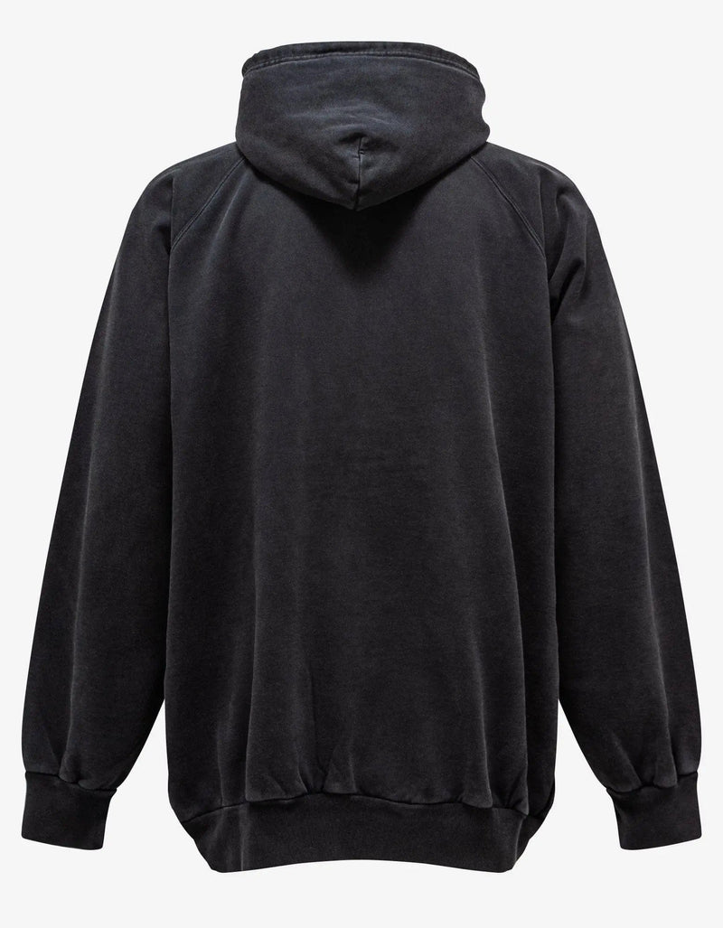 Balenciaga Wash Black Logo Embroidery Oversized Hoodie